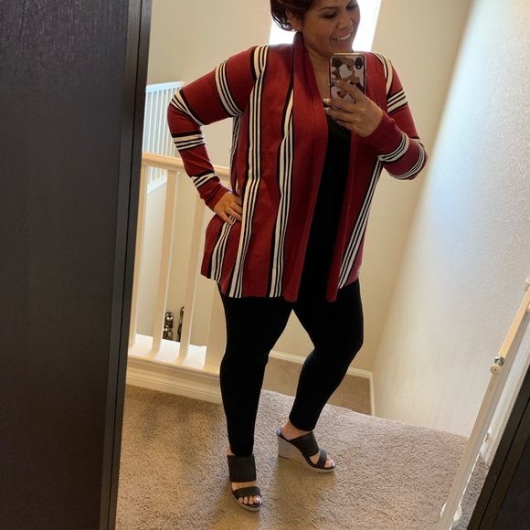 ❤️LAST NEW S Wine Stripe Open Front Cardigan - Picture 8 of 11